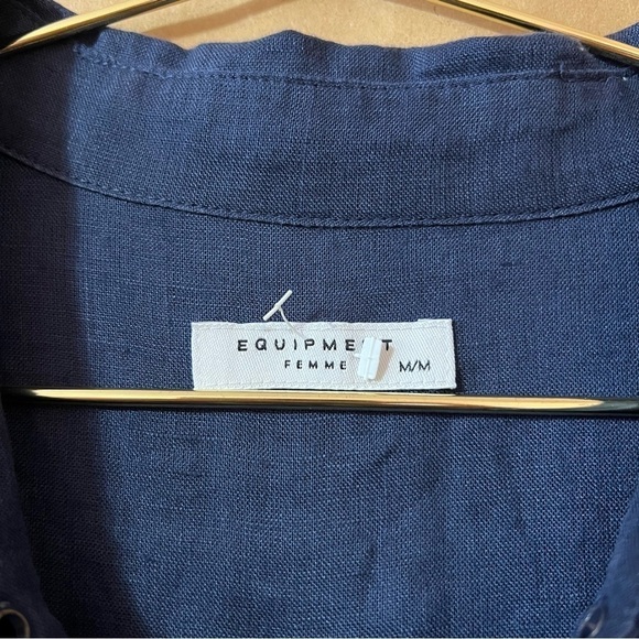 Equipment | Knox Corset Front Linen Shirtdress Popover Mini Dress Blue Size M - Picture 3 of 13